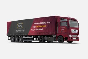 Free Trailer Truck Mockup