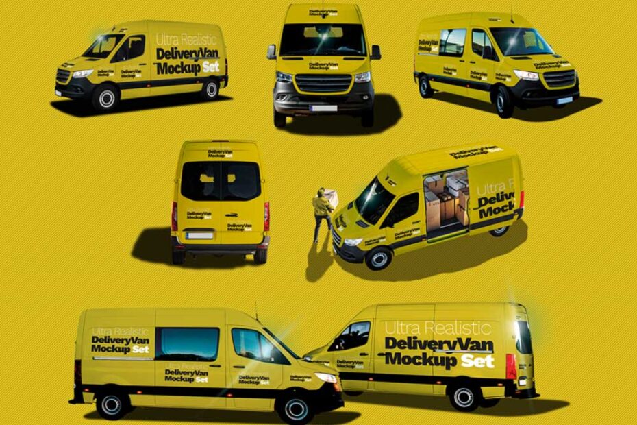 Free Ultra-Realistic Delivery Van Mockup