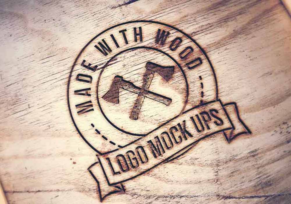 Engraved Wood Logo Mockup