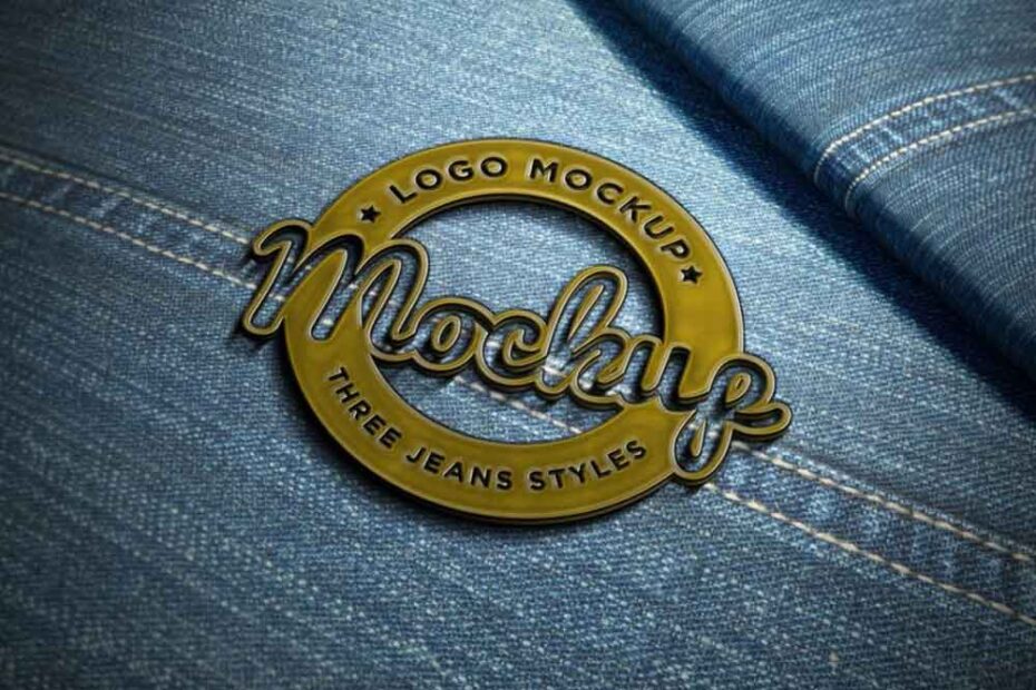 Free Metal Badge On Jeans Logo Mockup