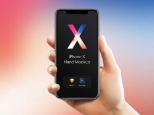 Free New iPhone X in Hand Mockup