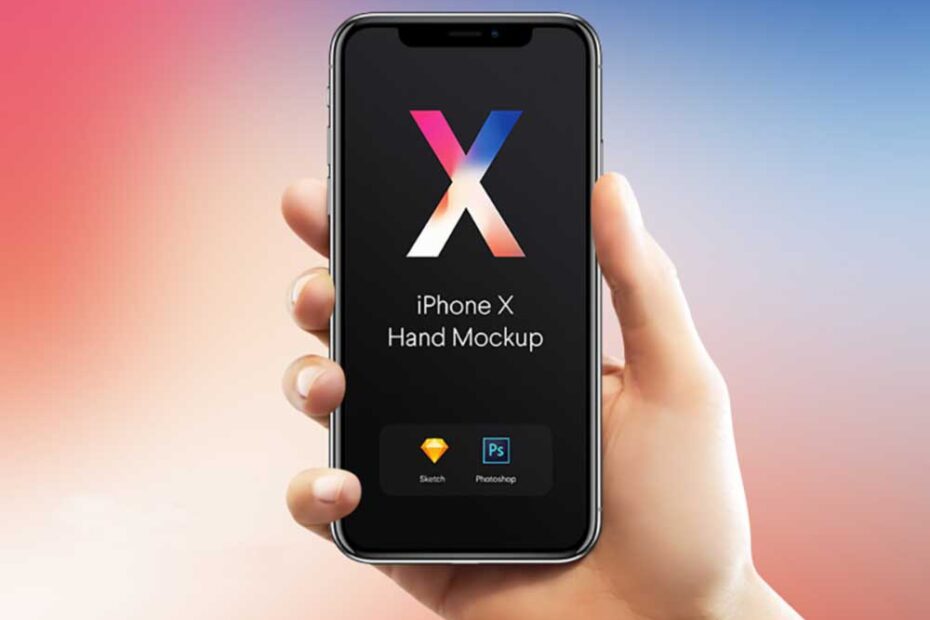 Free New iPhone X in Hand Mockup