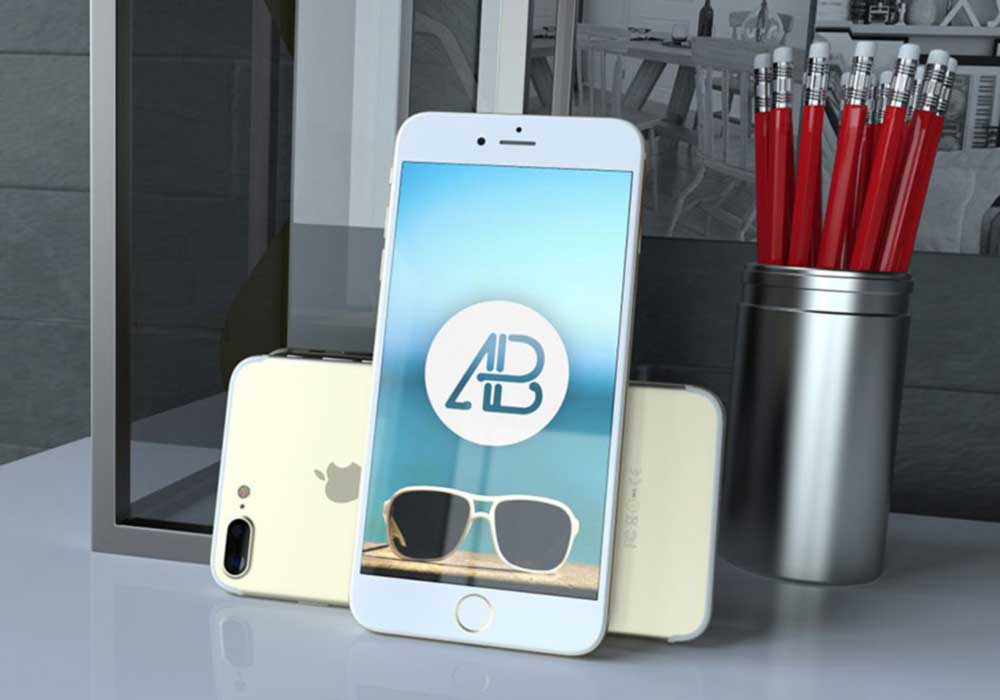 Realistic Gold iPhone 7 Plus Mockup