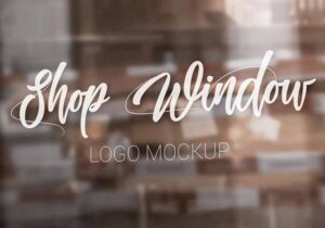 Free Shop Window Logo Mockup