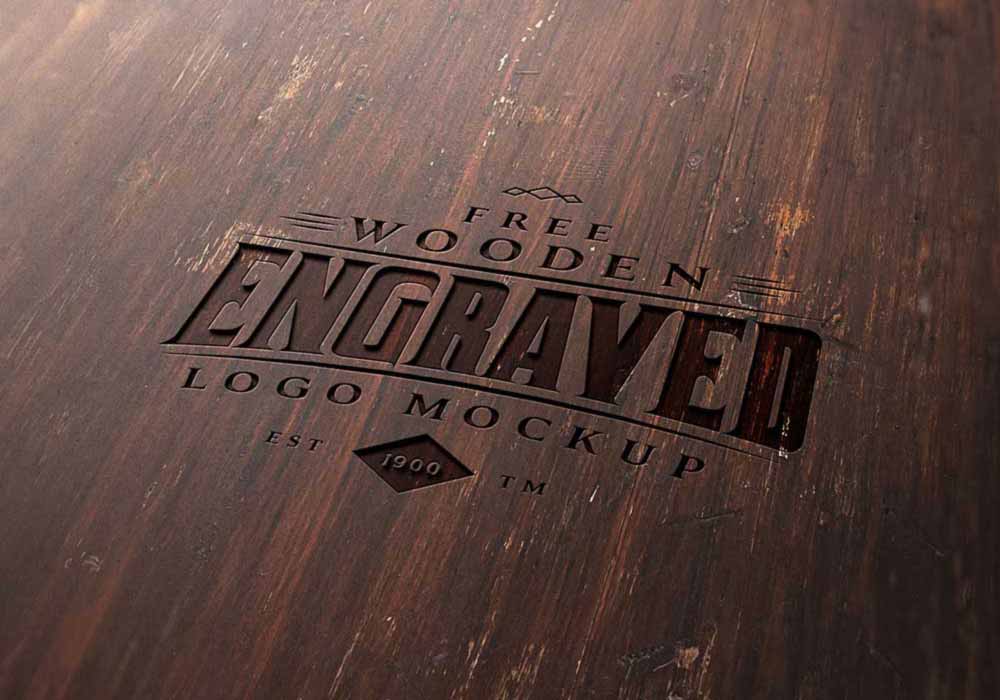 Free Wood Engraved Logo Mockup
