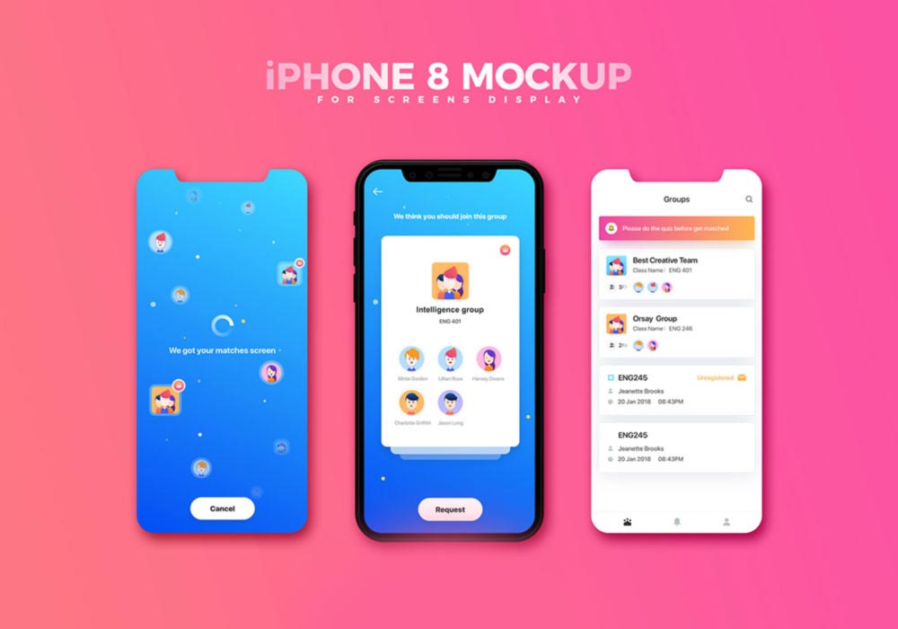 Free iPhone 8 Screens Mockup