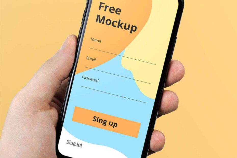Free iPhone X in Hand Mockup