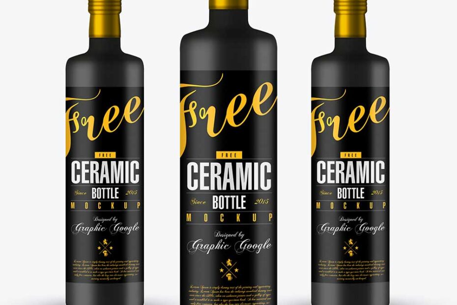 Free Ceramic Bottle Mockup PSD