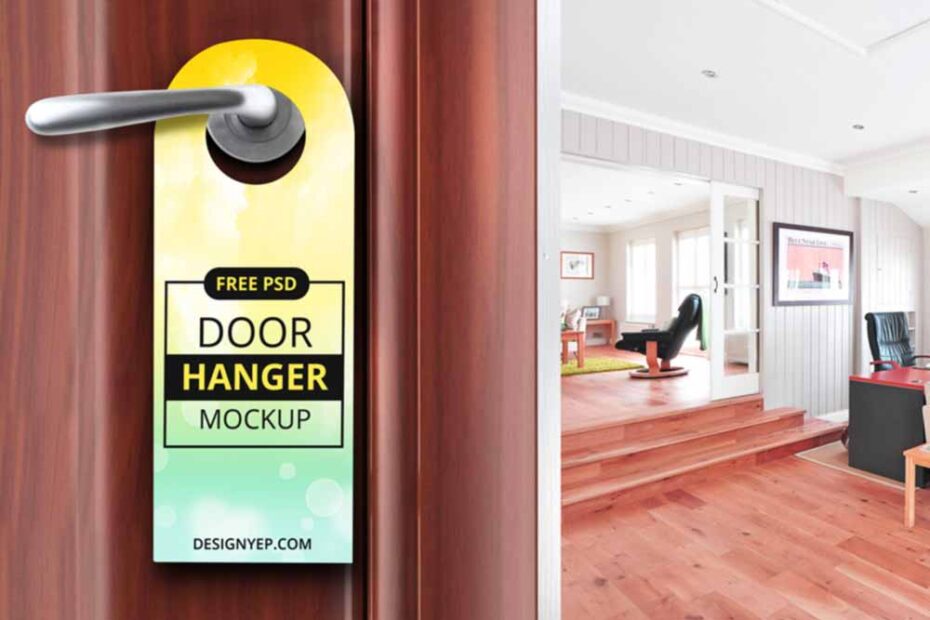 Free Classic Door Hanger Mockup