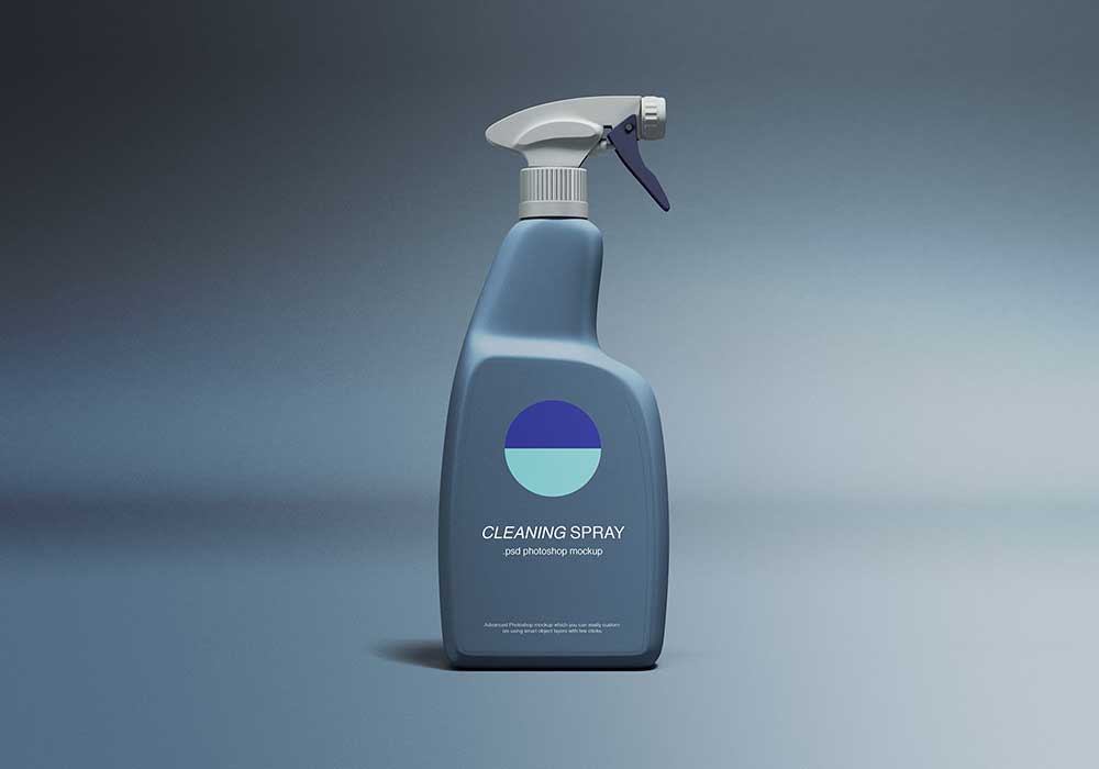 Free Cleaning Spray Bottle Mockup