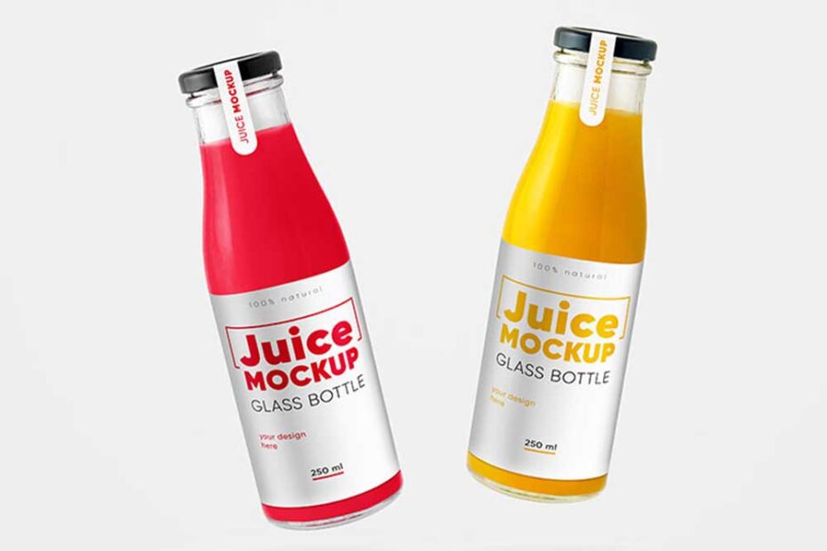 Free Glass Juice Bottle Mockup Set