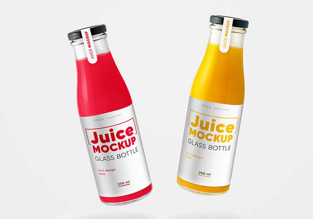 Glass Juice Bottle Mockup Set