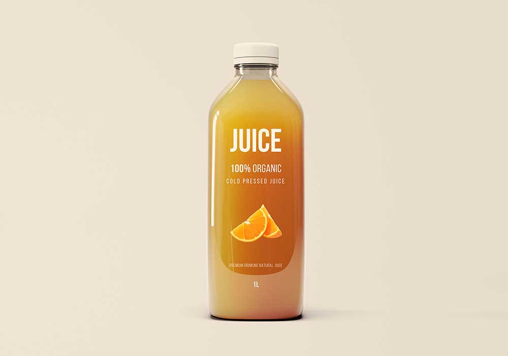 Free Glass Juice Bottle Mockup