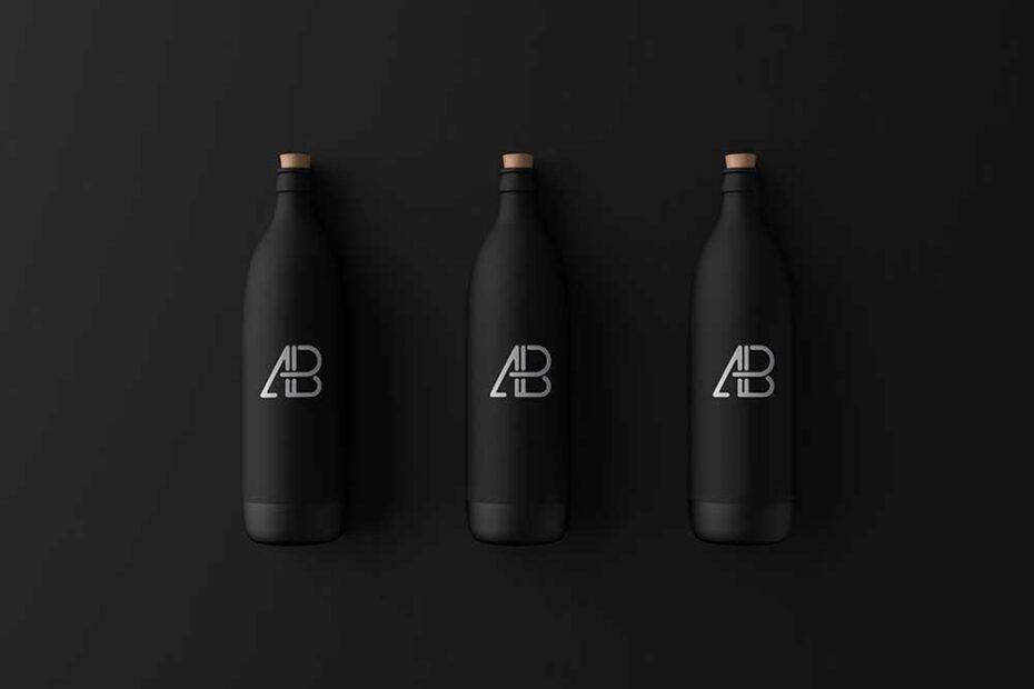 Free Matte Black Bottle Mockup