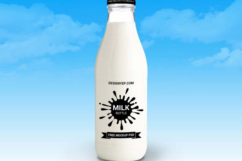 Free Milk Bottle Mockup PSD