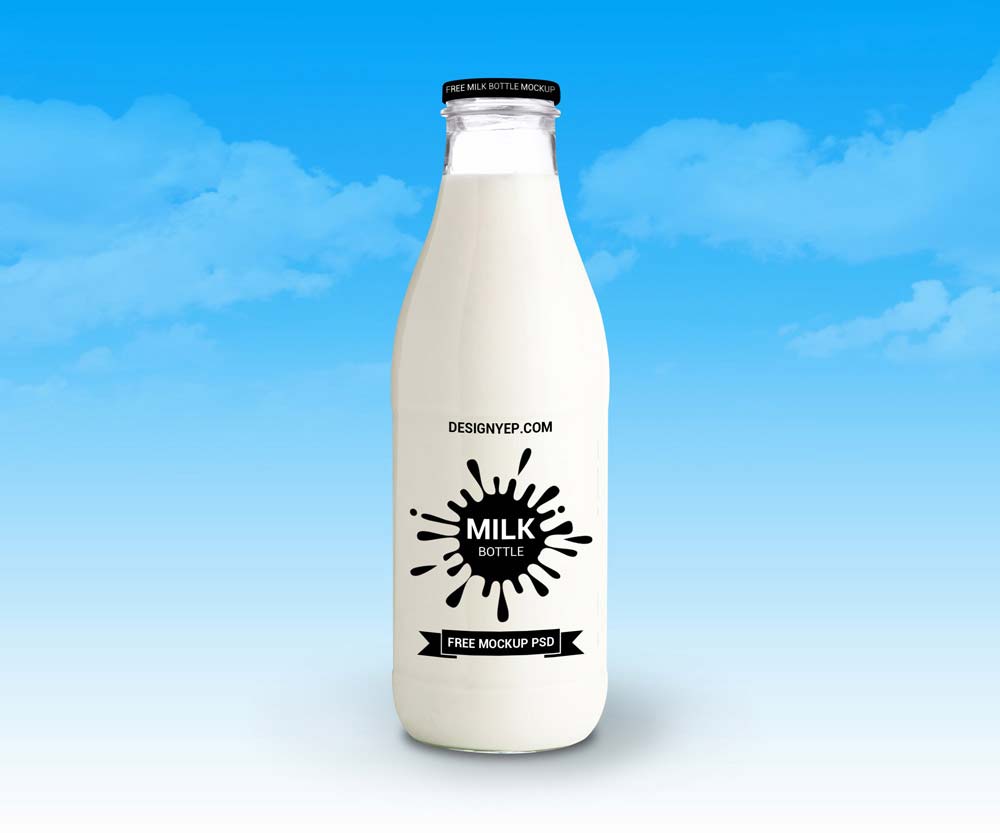Milk Bottle Mockup PSD