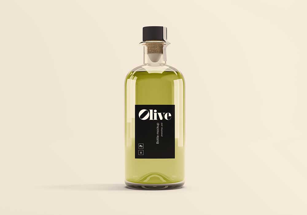 Free Olive Oil Bottle Mockup PSD
