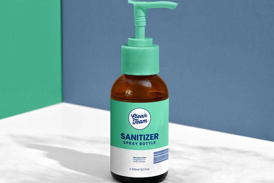 Free Sanitizer Spray Bottle Mockup