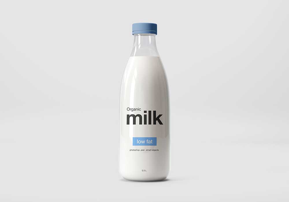 Sleek Milk Glass Bottle Mockup