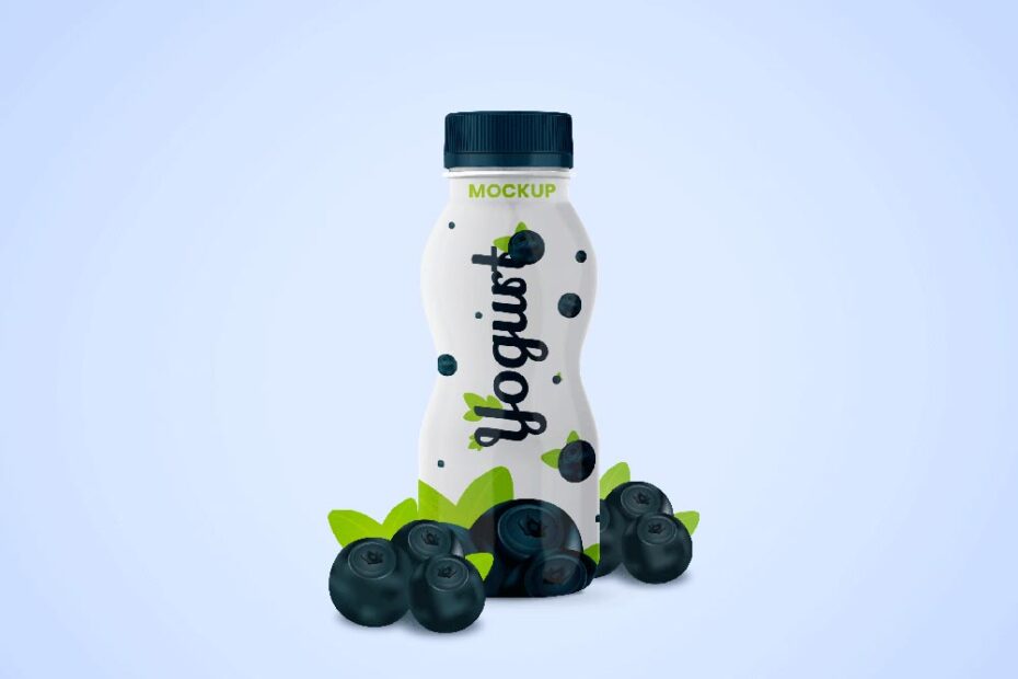 Free Yogurt Bottle Mockup