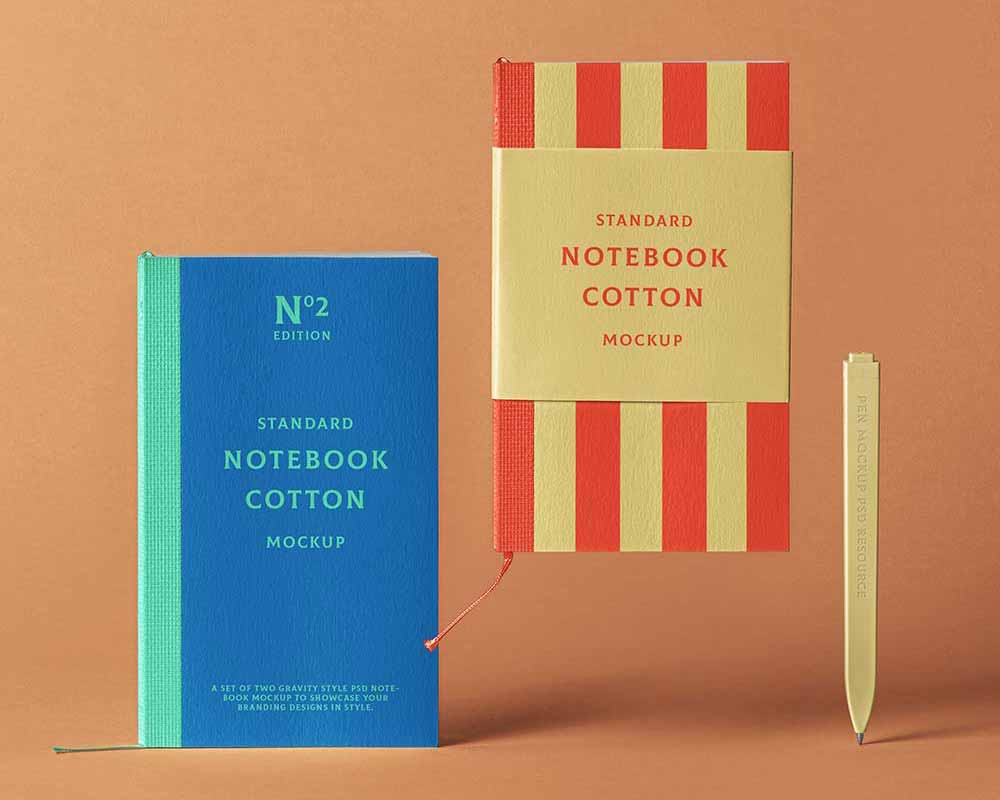 Free Cotton Notebook Mockup