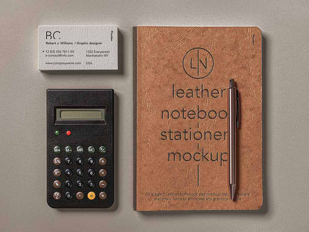 Free Leather Notebook Cover Mockup