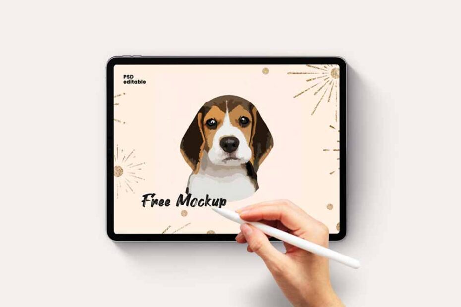 Free Pencil in Hand iPad Pro Mockup