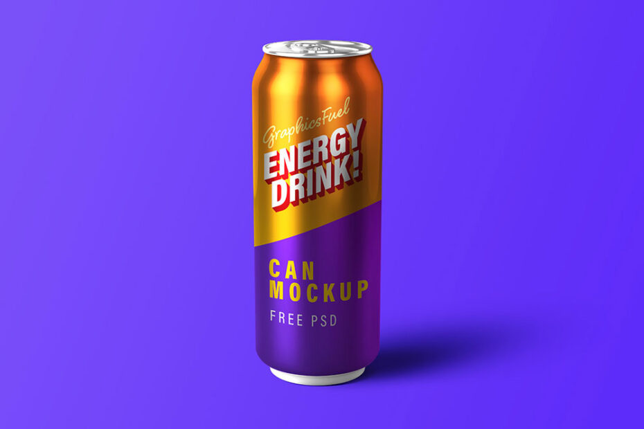 Free Energy Drink Can Mockup PSD