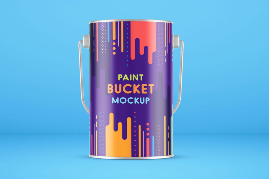 Free Metal Paint Bucket Mockup