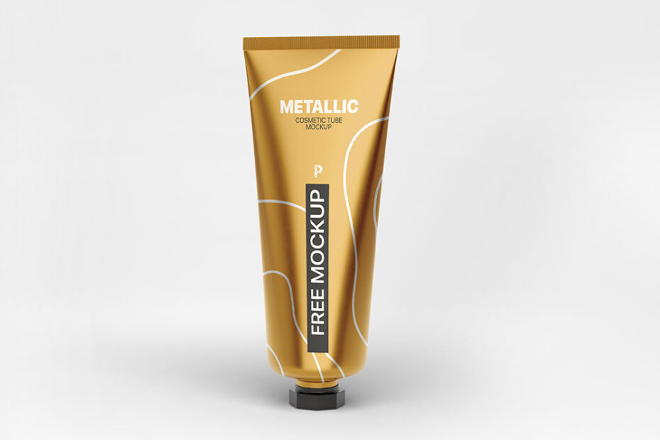 Free Metallic Cosmetic Tube Mockup