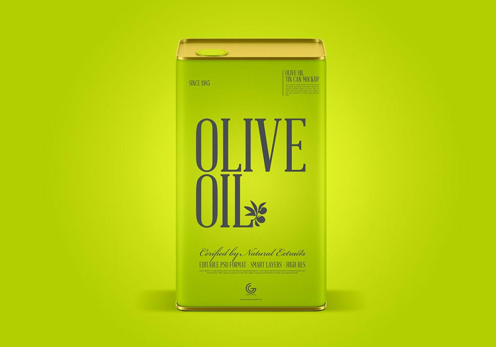 Free Olive Oil Tin Can Mockup