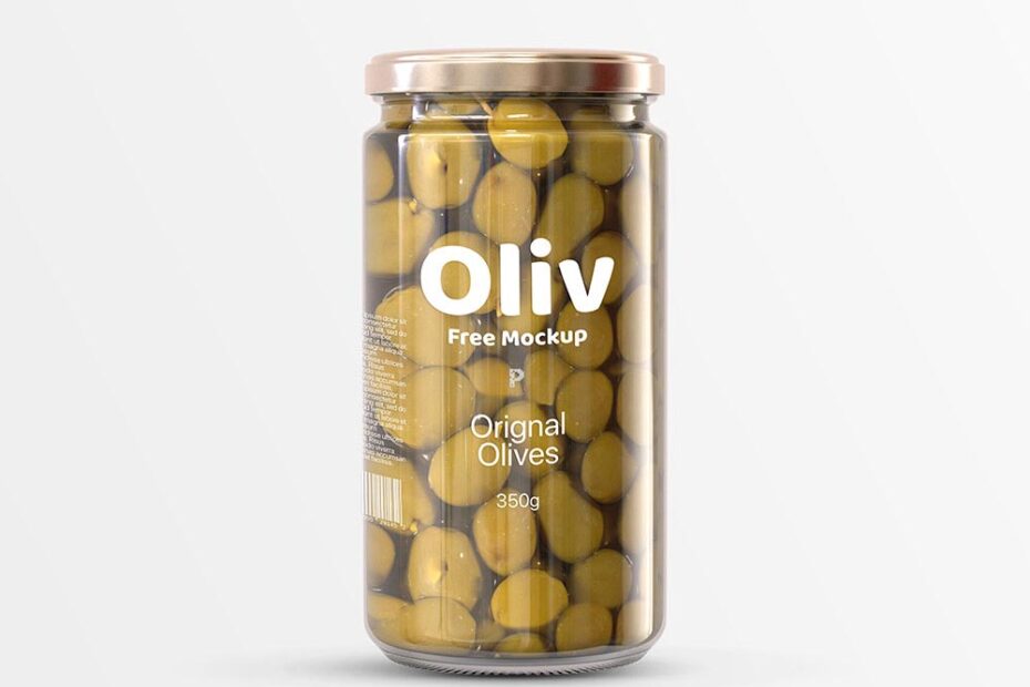 Free Olives Glass Jar Mockup