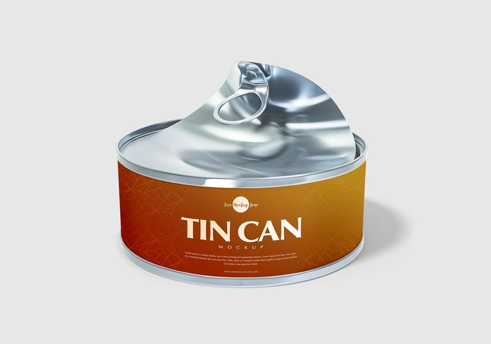 Free Open Tin Can Mockup