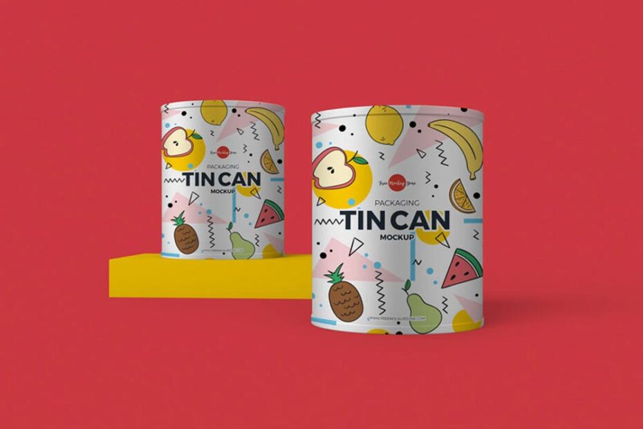 Free Packaging Tin Can Mockup