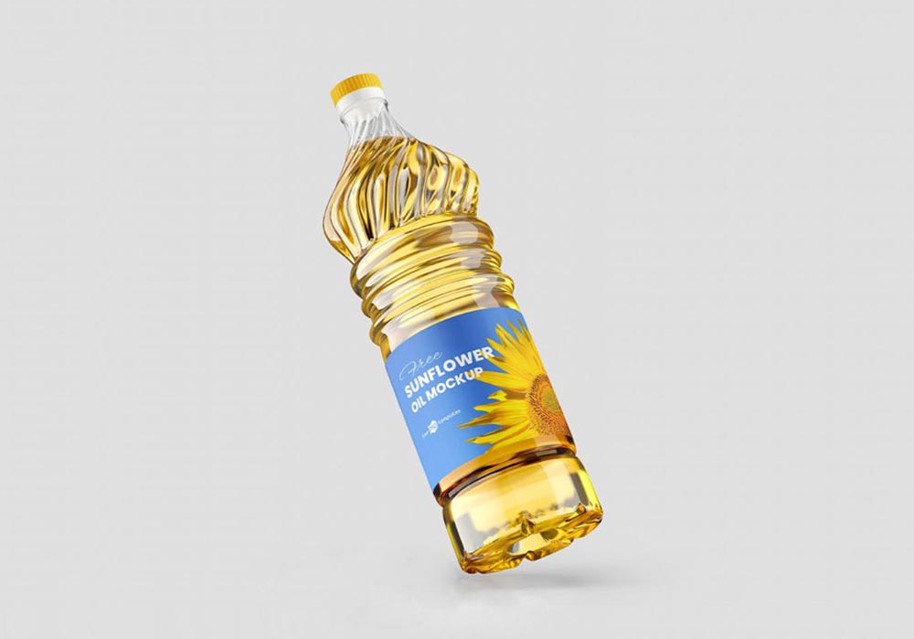 Free Sunflower Oil Bottle Mockup