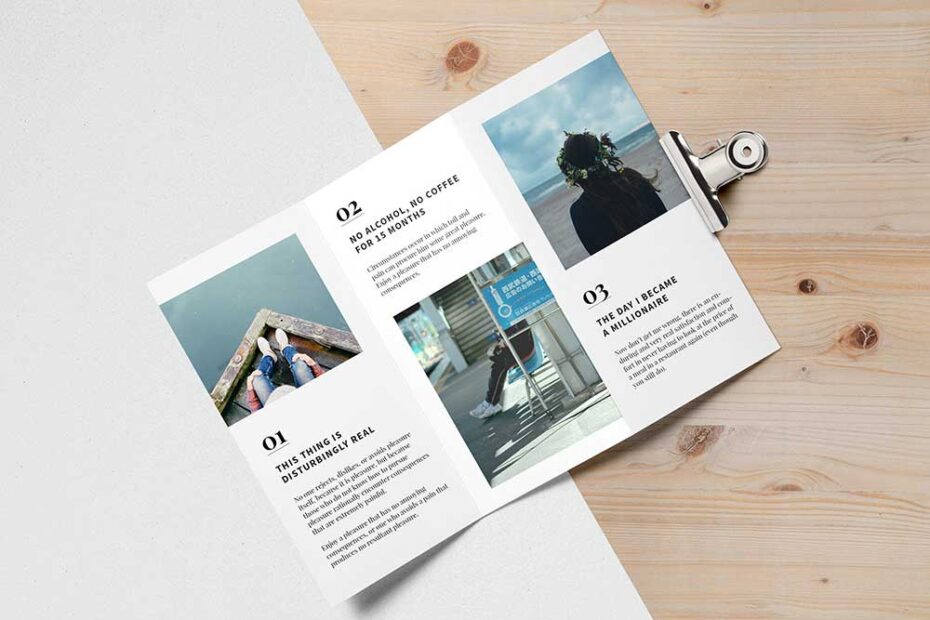 Free Top View Trifold Brochure Mockup