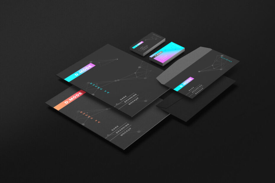 Free Dark Stationery Branding Mockup