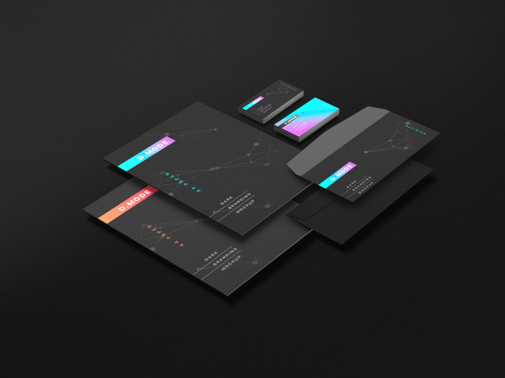 Free Dark Stationery Branding Mockup