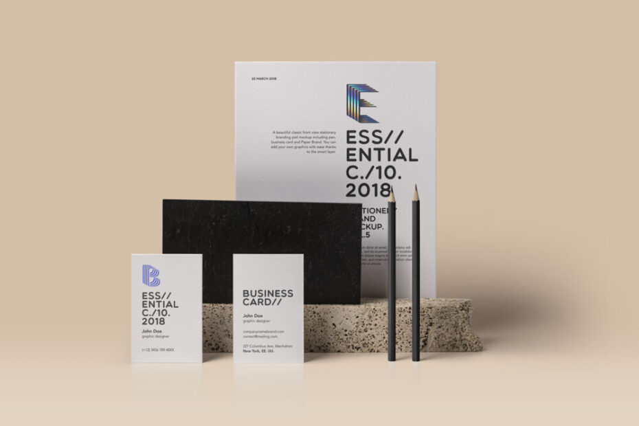 Free Essential Stationery Mockup