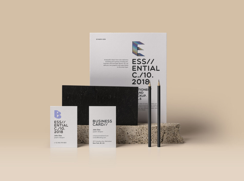 Free Essential Stationery Mockup