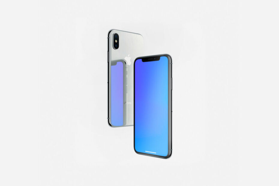 Free Floating iPhone X with Reflection Mockup