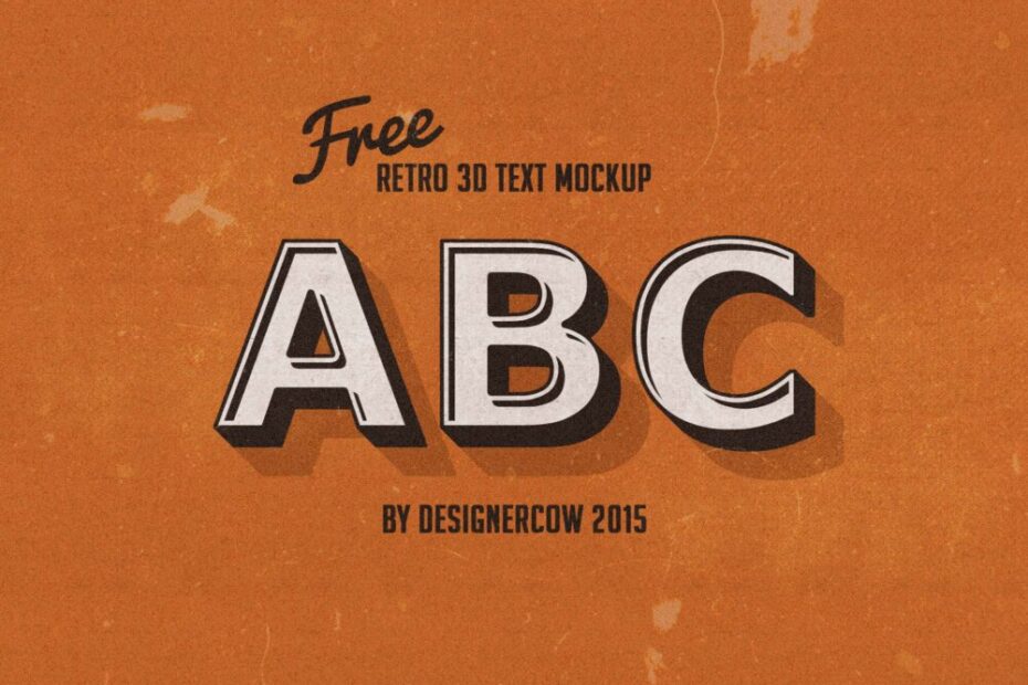 Free Retro 3D Text Effect Mockup