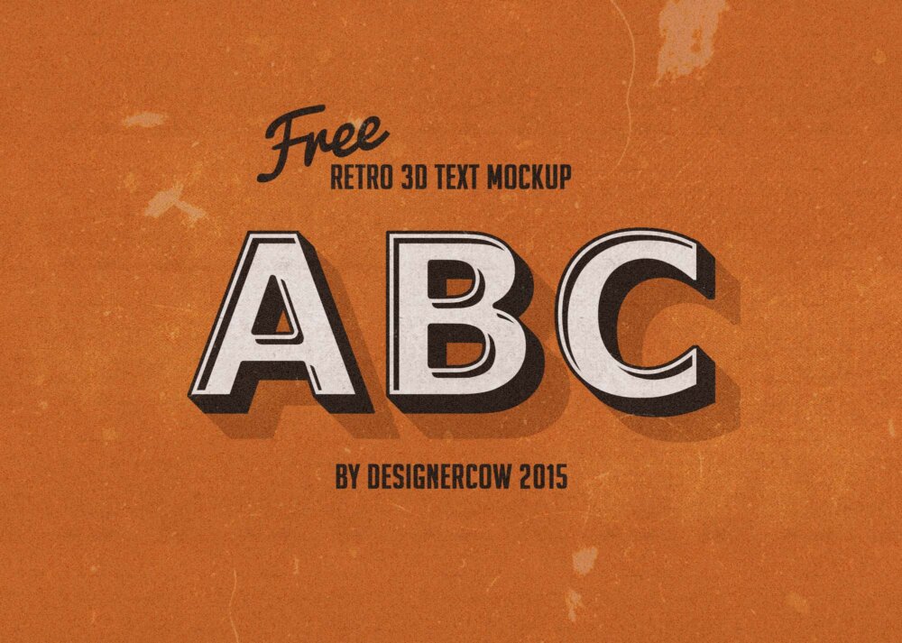 Free Retro 3D Text Effect Mockup