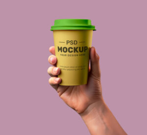 Free Hand Holding Cup Mockup