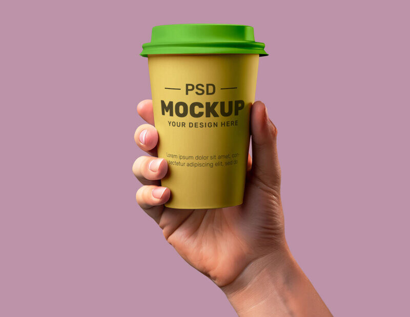 Free Hand Holding Cup Mockup