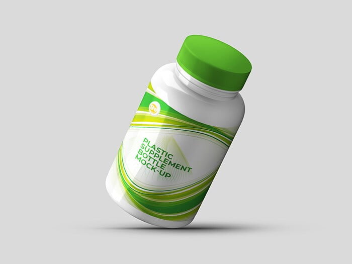 Free Plastic Supplement Bottle Mockup